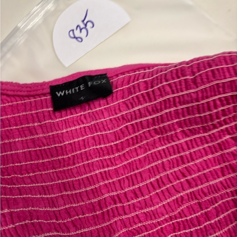White Fox Whenever You’re Ready Mini Dress 100% Cotton Pink Size Small Cutouts - Picture 5 of 6